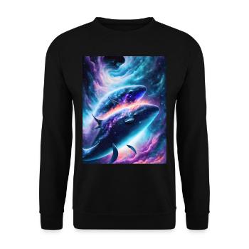 Divine whales in the cosmic star nebula - Unisex Sweatshirt - black - Front - Alina (178cm) & Michal (187cm)