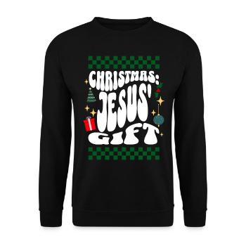 Christmas Jesus Gift - Christians Retro Ugly Xmas - Unisex Sweatshirt - black - Front - Alina (178cm) & Michal (187cm)