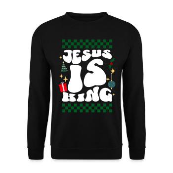 Jesus is King Christians Xmas Retro Ugly Christmas - Unisex Sweatshirt - black - Front - Alina (178cm) & Michal (187cm)