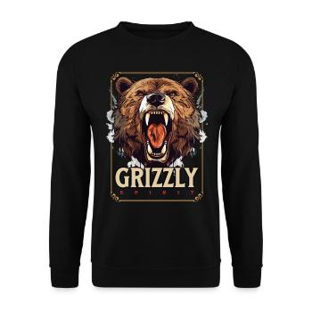 Ours Grizzly Rugissements Tête d’ours Nature Sauvage Forêt - Sweat-shirt Unisexe - noir - Devant - Alina (178cm) & Michal (187cm)