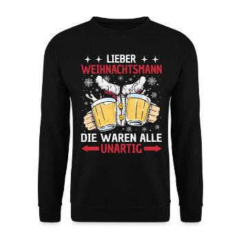 Weihnachtsmann Die Waren Alle Unartig Weihnachten - Unisex Pullover - Schwarz - Vorne - Alina (178cm) & Michal (187cm)