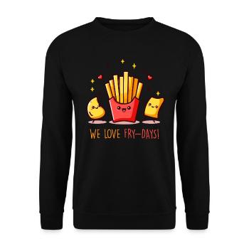 We Love Fry Days - Unisex Sweatshirt - black - Front - Alina (178cm) & Michal (187cm)