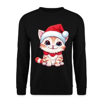 Cat Christmas Christmas Cat Cute Merry Catmas - Unisex Sweatshirt - black - Front - Alina (178cm) & Michal (187cm)