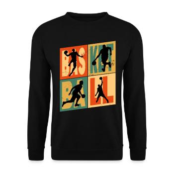 Basket-ball Basket-ball joueur Fan Vintage rétro - Sweat-shirt Unisexe - noir - Devant - Alina (178cm) & Michal (187cm)