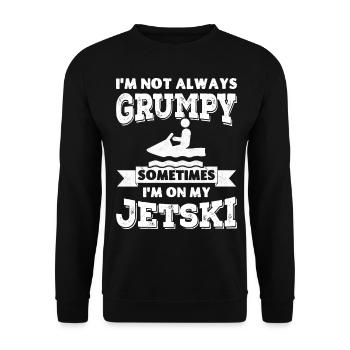 Ich bin nicht immer mürrisch, manchmal bin ich auf meinem Jetski - Unisex Pullover - Schwarz - Vorne - Alina (178cm) & Michal (187cm)