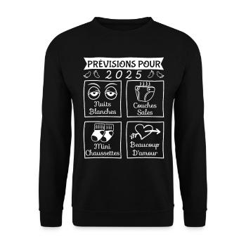 Prévisions pour 2025,idée cadeau futurs parents - Sweat-shirt Unisexe - noir - Devant - Alina (178cm) & Michal (187cm)