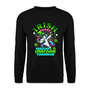 Magical Irish Unicorn - St. Patrick's Festive Wear - Unisex Sweatshirt - black - Front - Alina (178cm) & Michal (187cm)