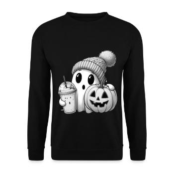 Fantôme Halloween 31 octobre Citrouille - Sweat-shirt Unisexe - noir - Devant - Alina (178cm) & Michal (187cm)