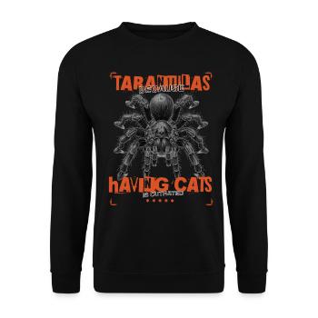 Tarantulas, because having cats is outrated. - Unisex Pullover - Schwarz - Vorne - Alina (178cm) & Michal (187cm)