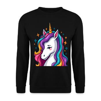 Sassy Unicorn with Rainbow Waves - Unisex Sweatshirt - black - Front - Alina (178cm) & Michal (187cm)