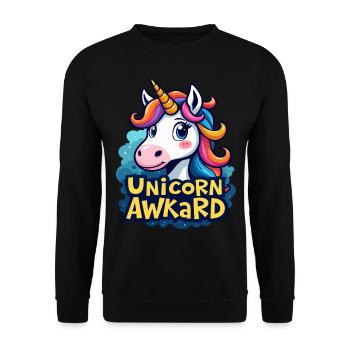 Unicorn Awkward – Fun and Whimsical Unicorn Design - Unisex Sweatshirt - black - Front - Alina (178cm) & Michal (187cm)