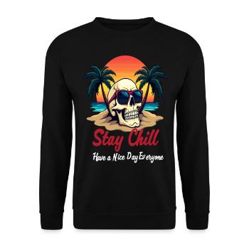 Restez Chill, Crâne Avec Lunettes De Soleil Beach Design - Sweat-shirt Unisexe - noir - Devant - Alina (178cm) & Michal (187cm)