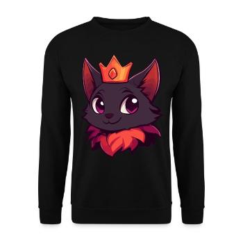 Chat couronné mignon avec sourire espiègle - Sweat-shirt Unisexe - noir - Devant - Alina (178cm) & Michal (187cm)
