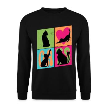 Chat Chaton Chat Silhouette Coeur Art Coloré - Sweat-shirt Unisexe - noir - Devant - Alina (178cm) & Michal (187cm)