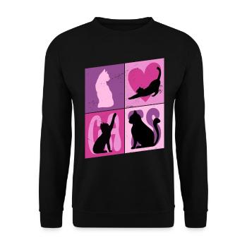 Chat Chaton Chat Silhouette Coeur Art Coloré - Sweat-shirt Unisexe - noir - Devant - Alina (178cm) & Michal (187cm)