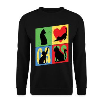 Chat Chaton Chat Silhouette Coeur Art Coloré - Sweat-shirt Unisexe - noir - Devant - Alina (178cm) & Michal (187cm)