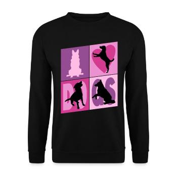 Chiens J’Aime Chiens Silhouettes Doggy Vintage - Sweat-shirt Unisexe - noir - Devant - Alina (178cm) & Michal (187cm)