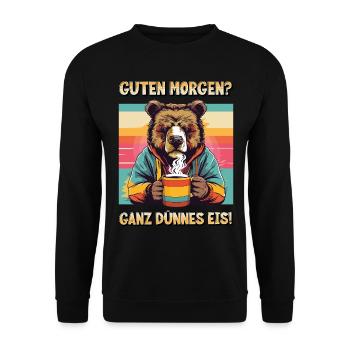 Good morning very thin bear coffee funny - Unisex Sweatshirt - black - Front - Alina (178cm) & Michal (187cm)