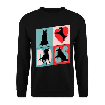 Chiens J’aime Chiens Silhouettes Chien Maman Chien Papa - Sweat-shirt Unisexe - noir - Devant - Alina (178cm) & Michal (187cm)