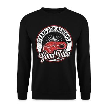 Steak - Unisex Pullover - Schwarz - Vorne - Alina (178cm) & Michal (187cm)