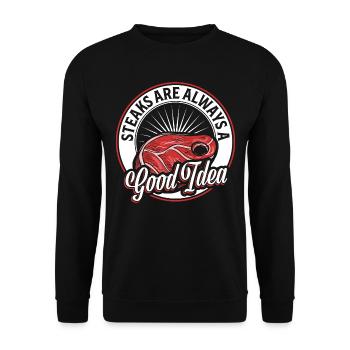 Viande Steak - Sweat-shirt Unisexe - noir - Devant - Alina (178cm) & Michal (187cm)