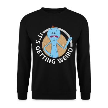 Rick And Morty Mr Meeseeks It's Getting Weird - Unisex Sweatshirt - black - Front - Alina (178cm) & Michal (187cm)