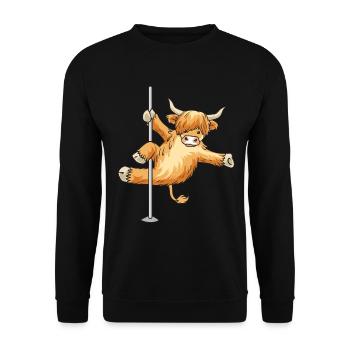 Vache Scottish Highland Cattle Highland Pole Dance - Sweat-shirt Unisexe - noir - Devant - Alina (178cm) & Michal (187cm)