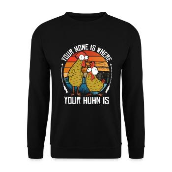 Poulet poulet coq agriculteur cadeau de poulailler - Sweat-shirt Unisexe - noir - Devant - Alina (178cm) & Michal (187cm)