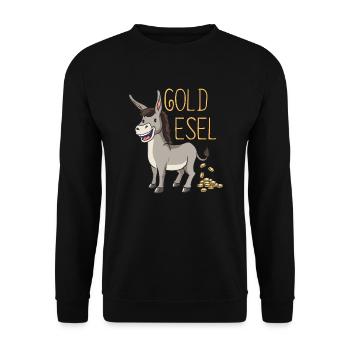 Esel Goldesel Maultier Muli Donkey Geschenk - Unisex Pullover - Schwarz - Vorne - Alina (178cm) & Michal (187cm)