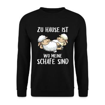 Zu Hause ist wo meine Schafe sind Schäfer Geschenk - Unisex Pullover - Schwarz - Vorne - Alina (178cm) & Michal (187cm)
