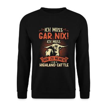 Hochlandrind Hochland Rind Highland Cattle Kuh - Unisex Pullover - Schwarz - Vorne - Alina (178cm) & Michal (187cm)