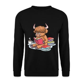 Hochlandrind Highland bétail vache livres café - Sweat-shirt Unisexe - noir - Devant - Alina (178cm) & Michal (187cm)