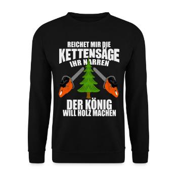 Holzfäller, Kettensäge - Unisex Pullover - Schwarz - Vorne - Alina (178cm) & Michal (187cm)