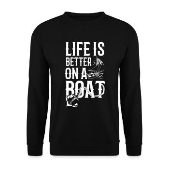 La vie est meilleure sur un bateau à voile capitaine de yacht - Sweat-shirt Unisexe - noir - Devant - Alina (178cm) & Michal (187cm)