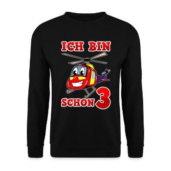 Hubschrauber Kinder 3. Geburtstag Mädchen Junge - Unisex Pullover - Schwarz - Vorne - Alina (178cm) & Michal (187cm)