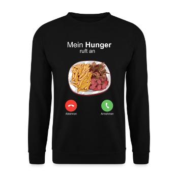 Taxiteller Soulfood Ruhrpott Currywurst Pommis - Unisex Pullover - Schwarz - Vorne - Alina (178cm) & Michal (187cm)