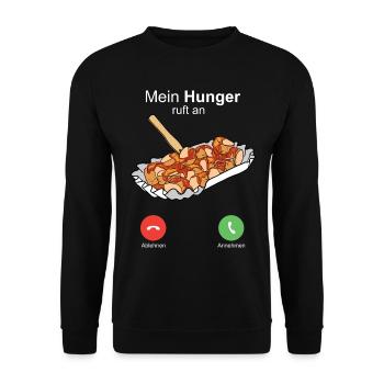 Currywurst Curry Wurst Bratwurst Berliner Ruhrpott - Unisex Pullover - Schwarz - Vorne - Alina (178cm) & Michal (187cm)