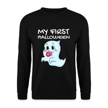 Mein erstes Halloween Baby - Unisex Pullover - Schwarz - Vorne - Alina (178cm) & Michal (187cm)
