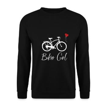Biker Girl Design für eine Radfahrerin - Unisex Pullover - Schwarz - Vorne - Alina (178cm) & Michal (187cm)