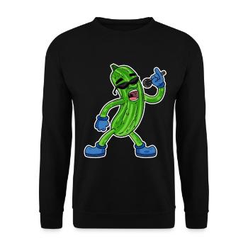 Cucumber sings funny illustration vegetable gift - Unisex Sweatshirt - black - Front - Alina (178cm) & Michal (187cm)