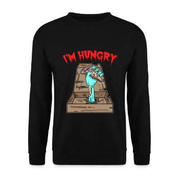 Pizza Zombie j'ai faim - Sweat-shirt Unisexe - noir - Devant - Alina (178cm) & Michal (187cm)