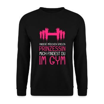 Princesse Gym disant - Princesse dans la salle de gym - Sweat-shirt Unisexe - noir - Devant - Alina (178cm) & Michal (187cm)