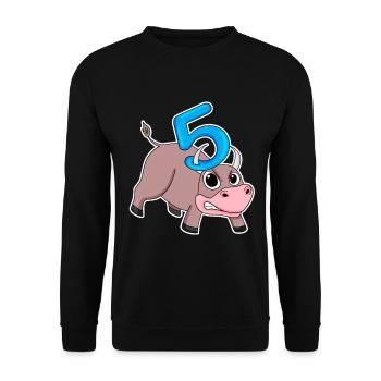 Taureau taureau d'anniversaire pour enfants de 5 ans - Sweat-shirt Unisexe - noir - Devant - Alina (178cm) & Michal (187cm)