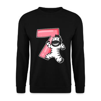 Zebra 7 years old children's birthday - Unisex Sweatshirt - black - Front - Alina (178cm) & Michal (187cm)