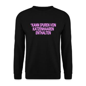 Kann Spure von Katzenhaaren enthalten - Unisex Pullover - Schwarz - Vorne - Alina (178cm) & Michal (187cm)