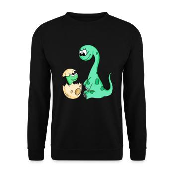 Dinosaures avec bébé dinosaures - Sweat-shirt Unisexe - noir - Devant - Alina (178cm) & Michal (187cm)