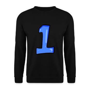 Ziffer 1 Blau - Nummer Eins - Unisex Pullover - Schwarz - Vorne - Alina (178cm) & Michal (187cm)