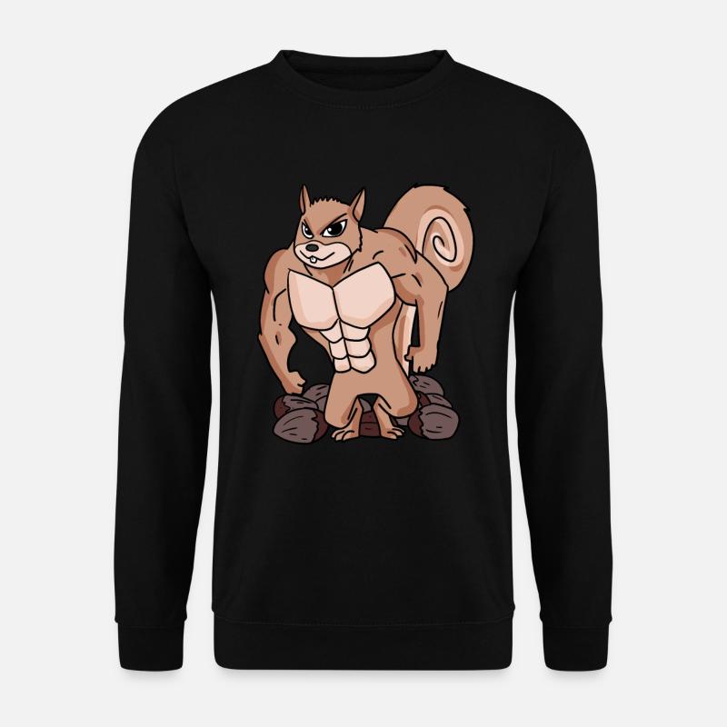 Eichhörnchen mit Muskeln - Unisex Pullover - Schwarz