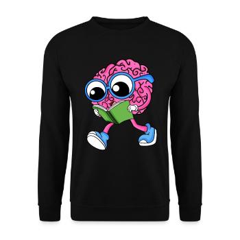 Gehirn am Lesen - Unisex Pullover - Schwarz - Vorne - Alina (178cm) & Michal (187cm)
