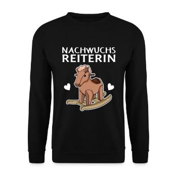Reiterin Nachwuchs Pferd - Unisex Pullover - Schwarz - Vorne - Alina (178cm) & Michal (187cm)